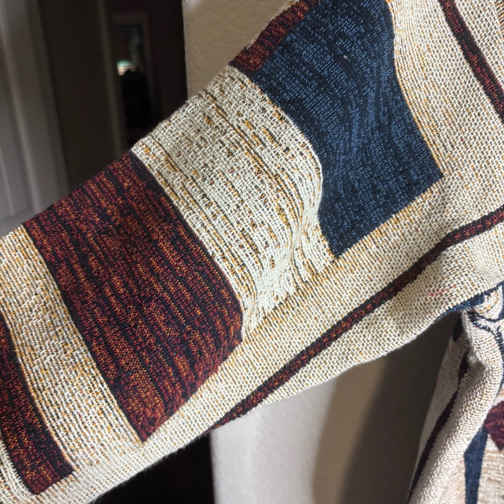 Vintage Sugar Street Weavers Americana Flag Crewneck Sweater - Navy and Cream - Picture 3 of 10